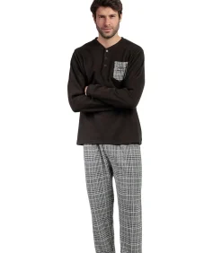 Heren ADMAS Pyjama broek top lange mouwen Americano