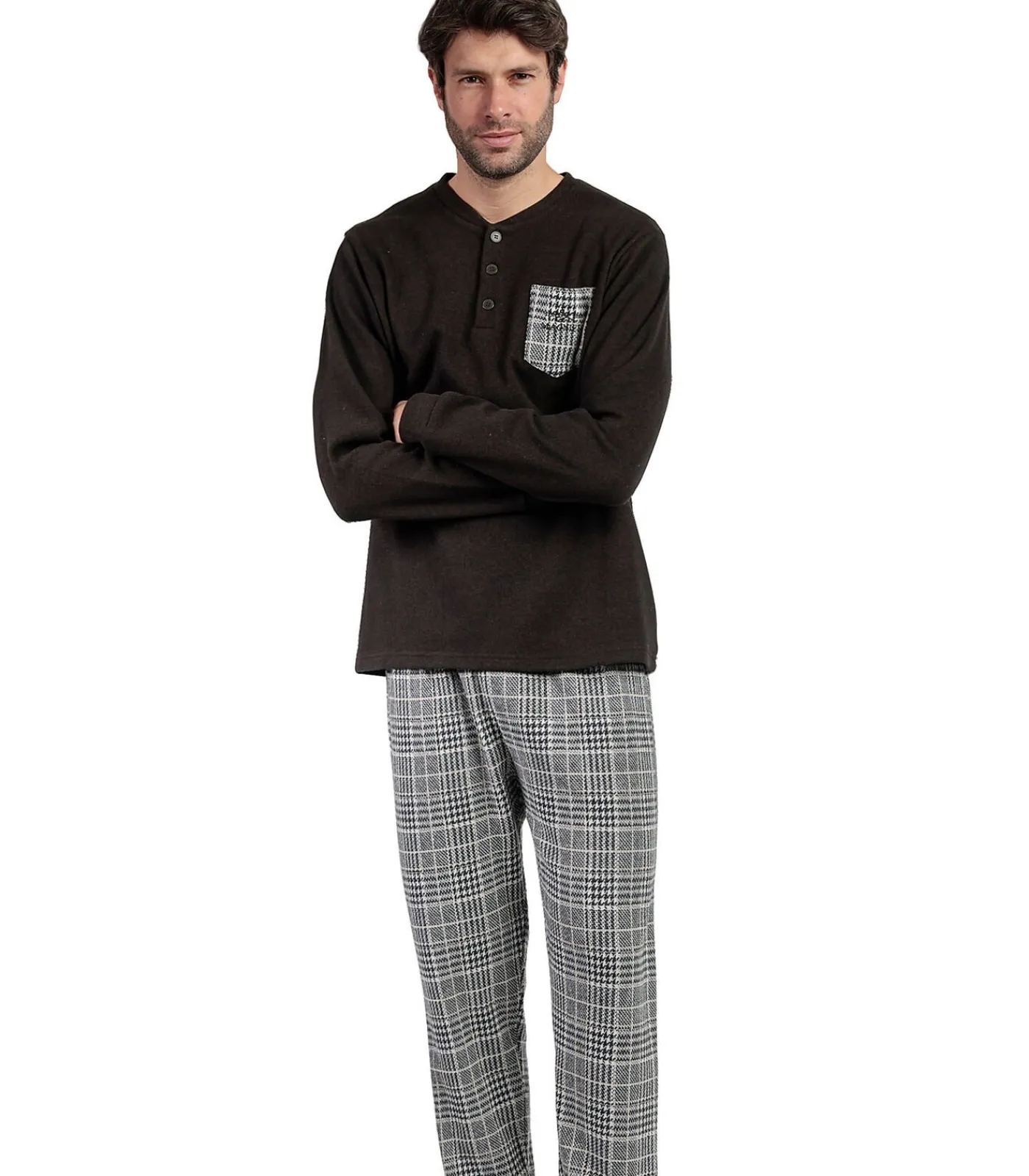 Heren ADMAS Pyjama broek top lange mouwen Americano