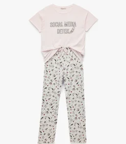 Pyjama Set Korte Mouwen Katoen Bedrukt DAMES Loungewear