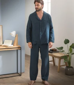 Heren Blanc Cerise Pyjamajasje van linnen, herensnit, LINNENDROOM