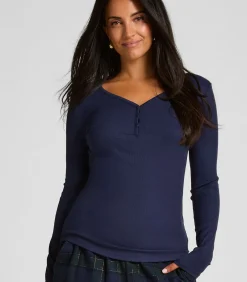 DAMES Hunkemöller Pyjamatop met lange mouwen Henley