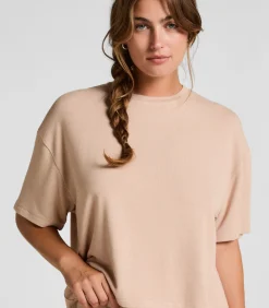 Online Pyjamatop van geborstelde jersey DAMES Nachtmode