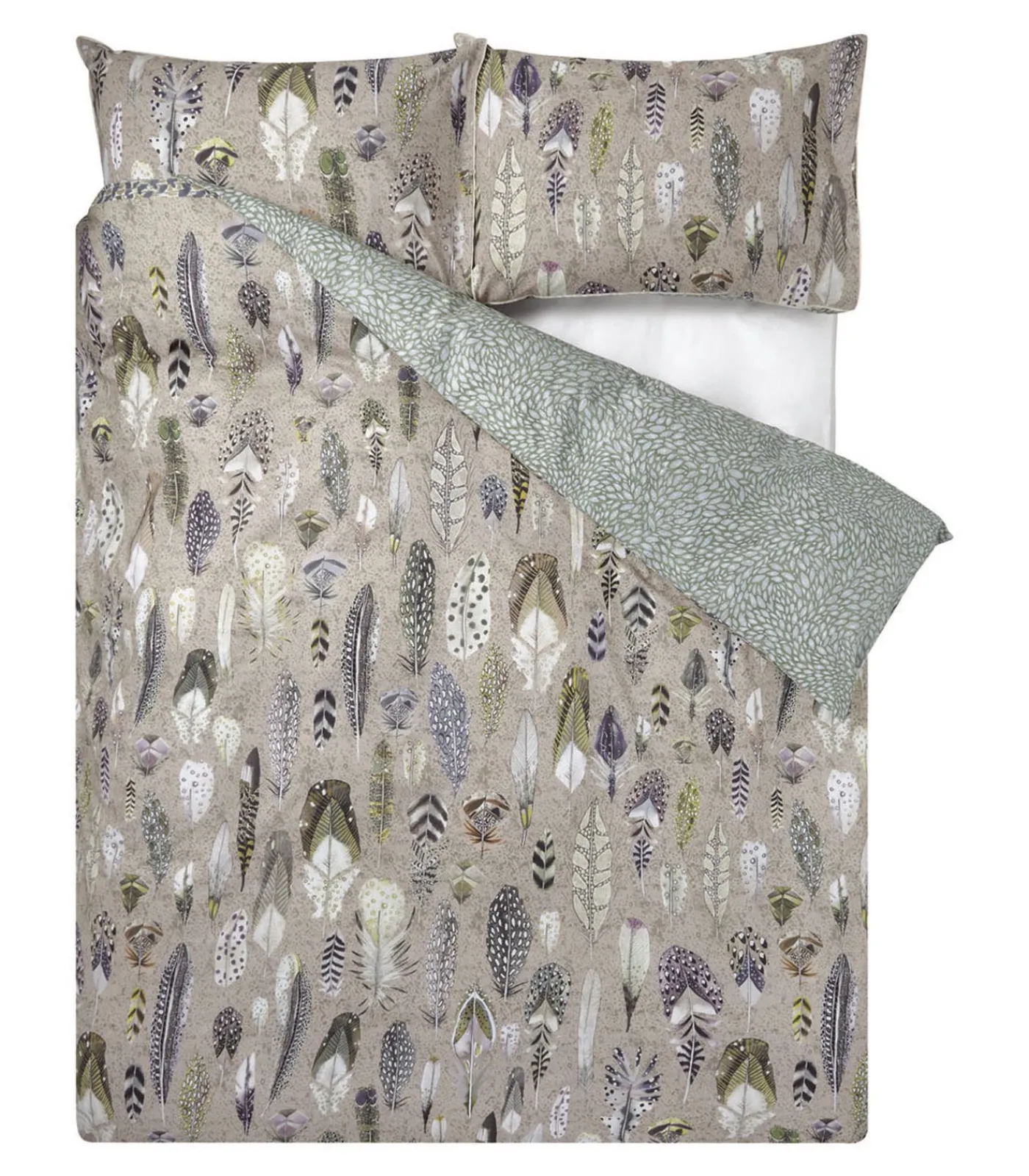 New Quill natural Dekbedovertrek in katoen perkal met print Dekbedovertrekken