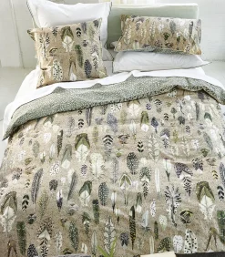 New Quill natural Dekbedovertrek in katoen perkal met print Dekbedovertrekken