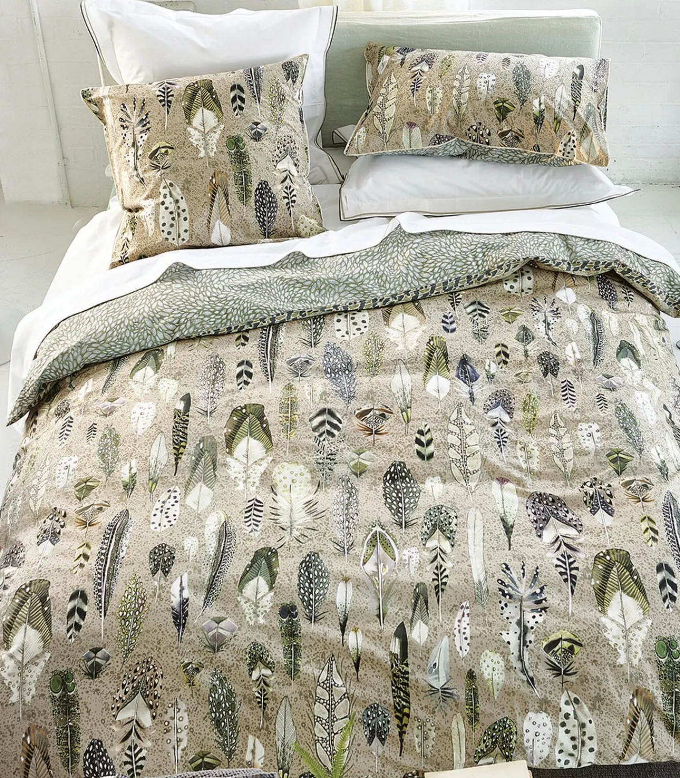 New Quill natural Dekbedovertrek in katoen perkal met print Dekbedovertrekken