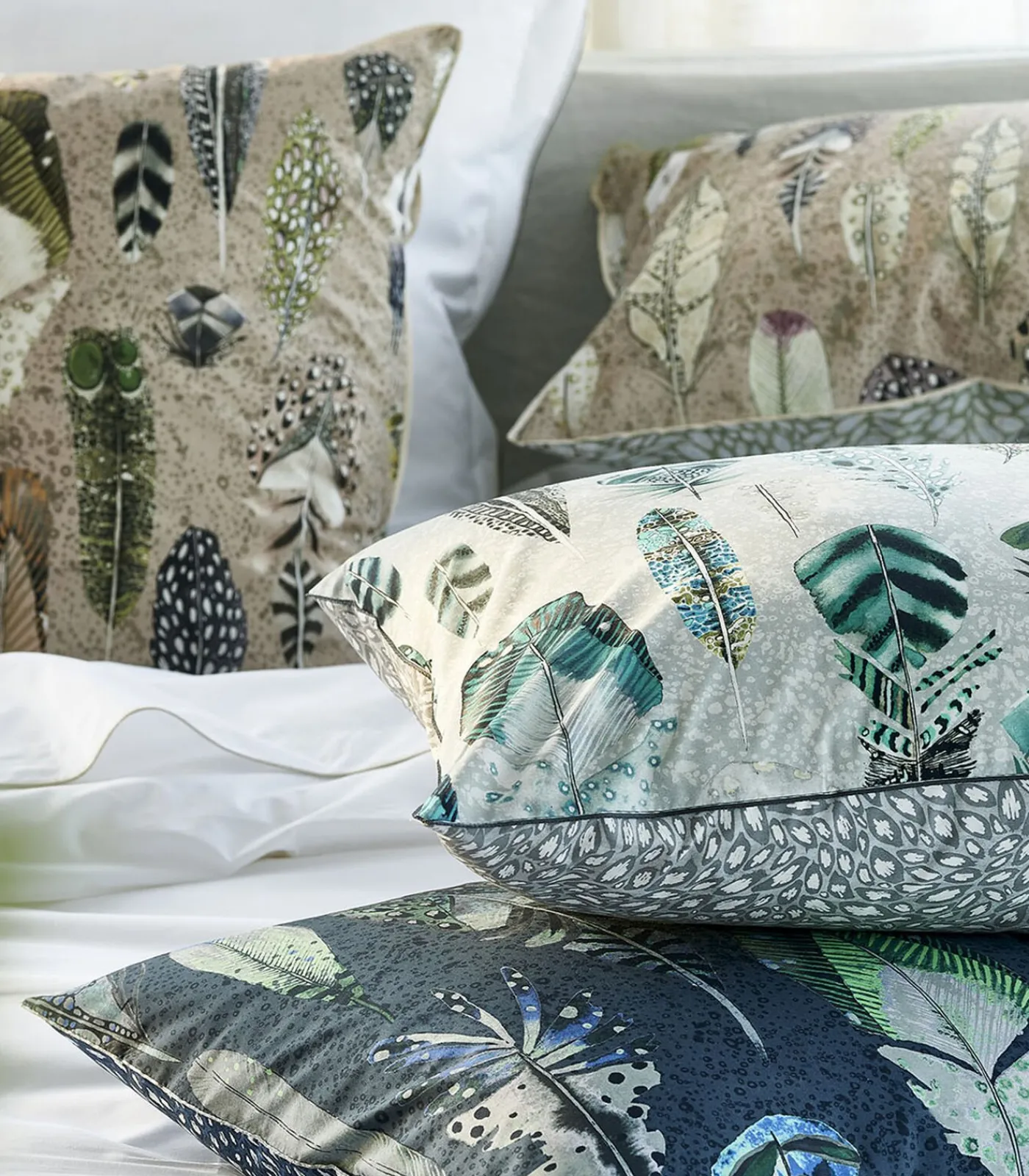 New Quill natural Dekbedovertrek in katoen perkal met print Dekbedovertrekken