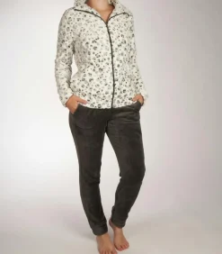 DAMES Pastunette Rebelle fleece huispak - Deluxe - Panter - Warm 2-delig huispak