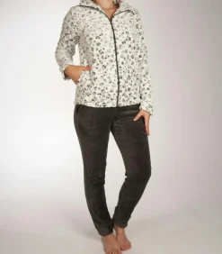DAMES Pastunette Rebelle fleece huispak - Deluxe - Panter - Warm 2-delig huispak