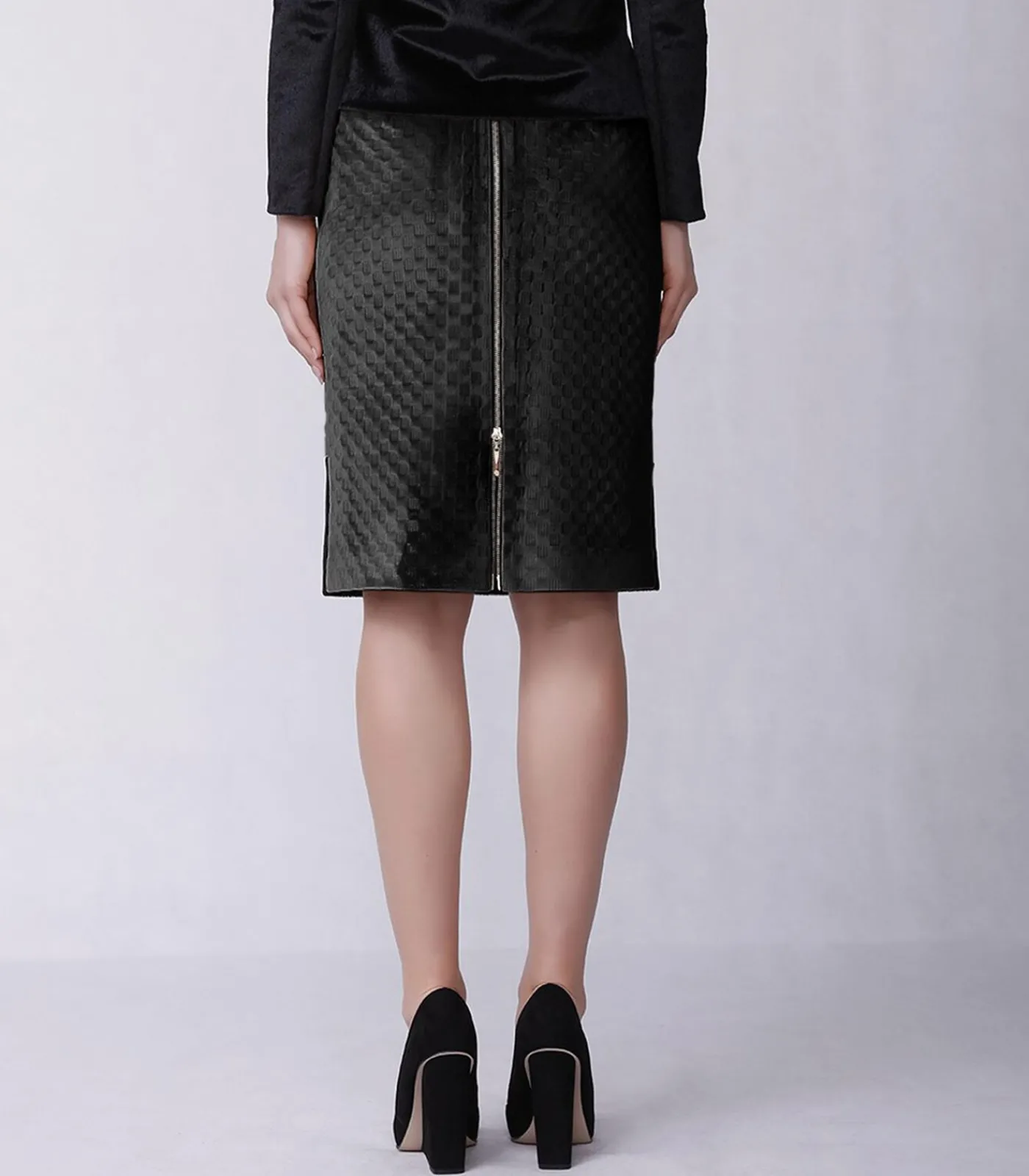 Hot Rechte rok van structuurfluweel en imitatiepaardenhaar DAMES Rokken