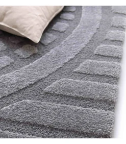 Oviala Rechthoekig laagpolig vloerkleed eigentijds patroon grijs 160 x 230 cm