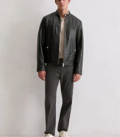 Heren Marc O'Polo Regular leren jack in bikerstijl