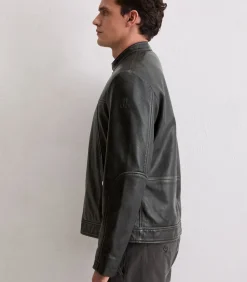 Heren Marc O'Polo Regular leren jack in bikerstijl