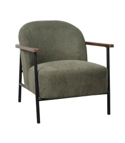 Hot Relaxfauteuil in staal, hout en donkergroene stof Zetels