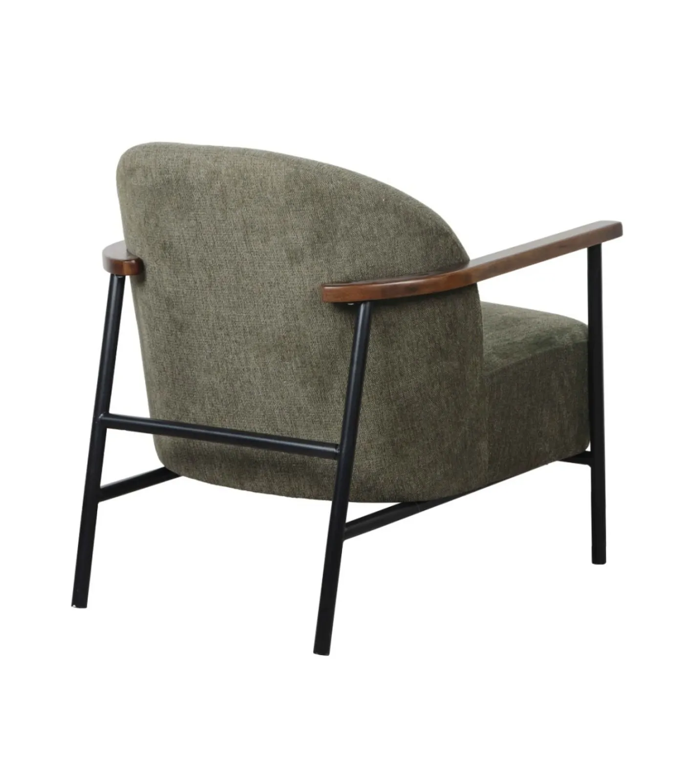 Hot Relaxfauteuil in staal, hout en donkergroene stof Zetels