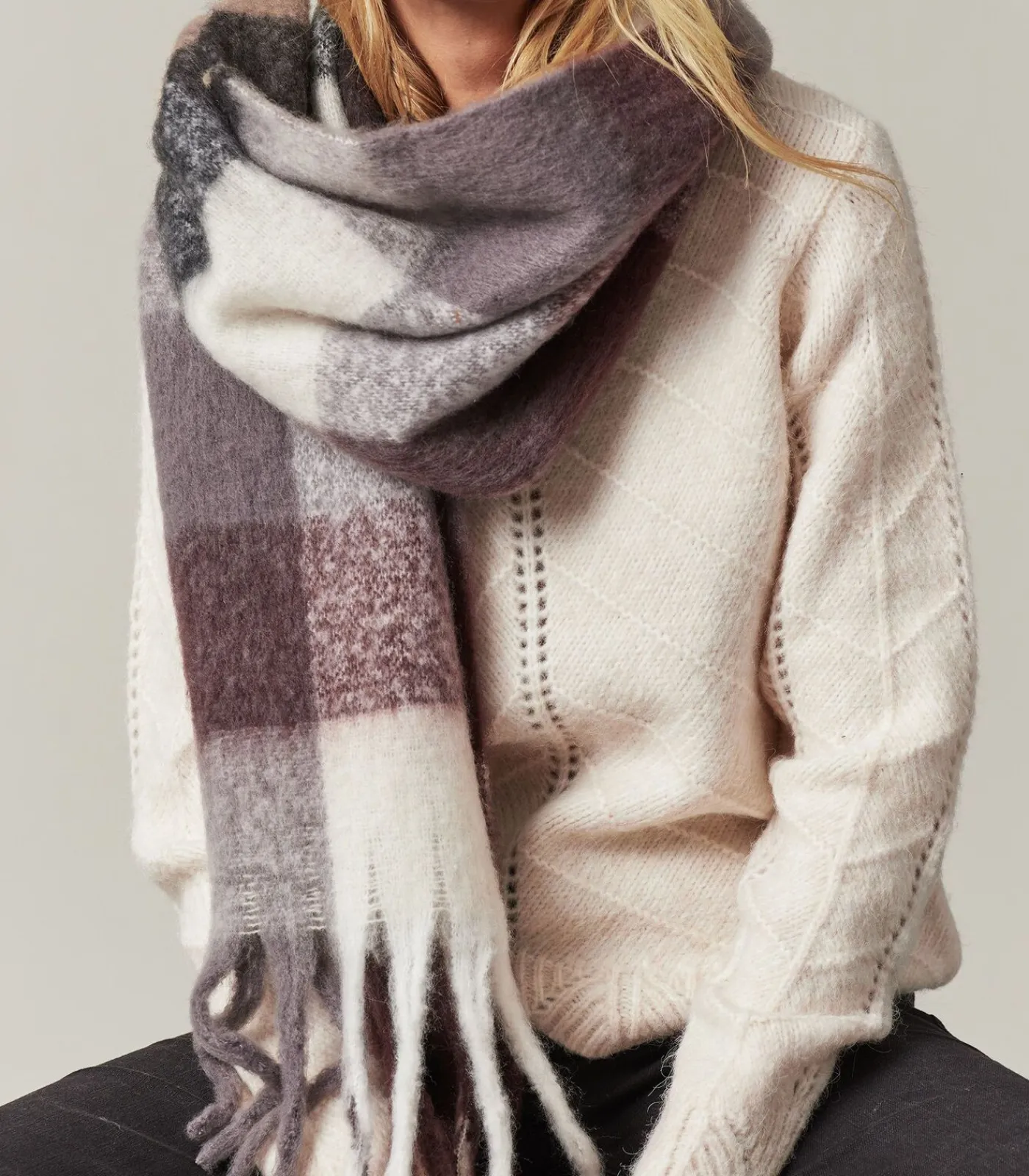 DAMES Deeluxe REYA - Volumineuze geruite sjaal