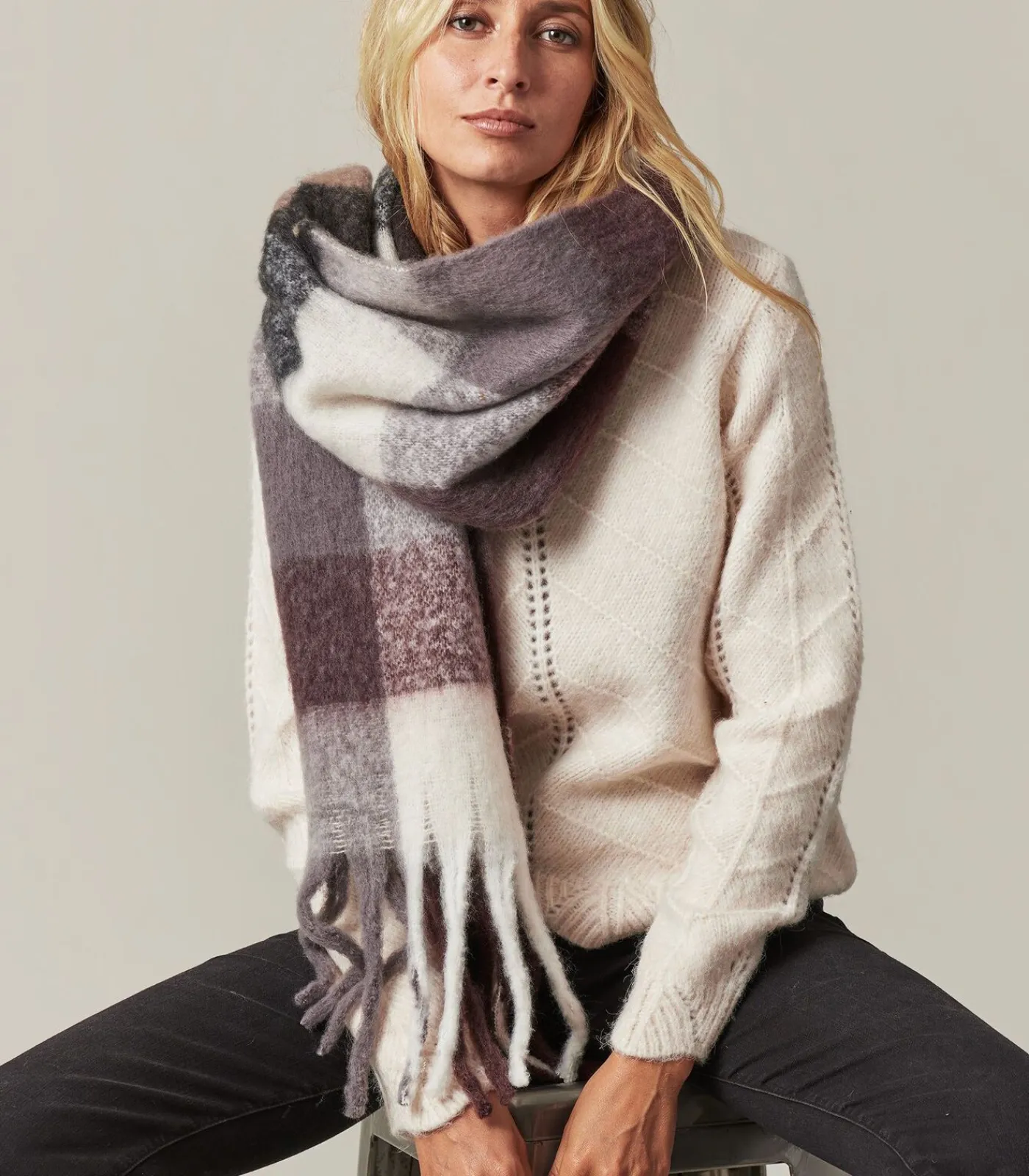 DAMES Deeluxe REYA - Volumineuze geruite sjaal