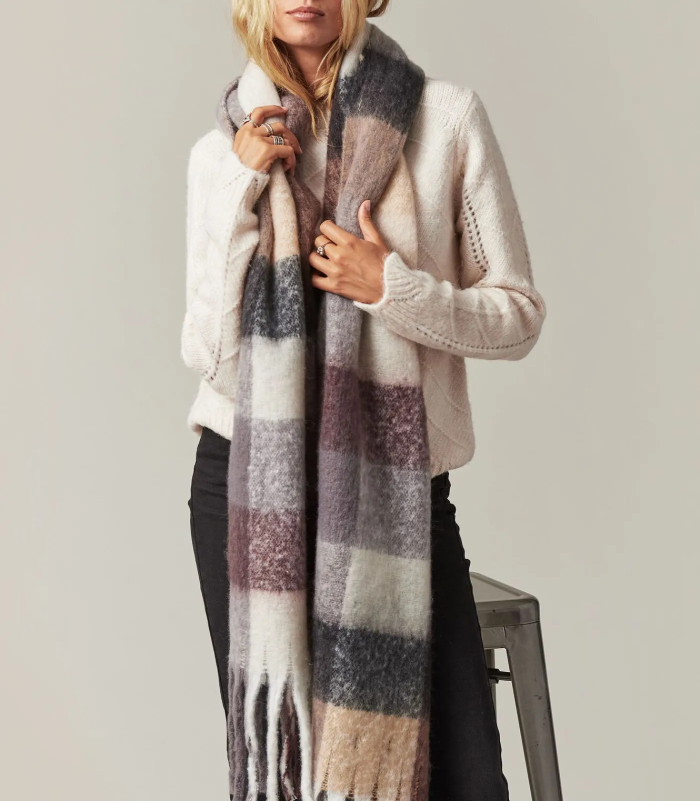 DAMES Deeluxe REYA - Volumineuze geruite sjaal