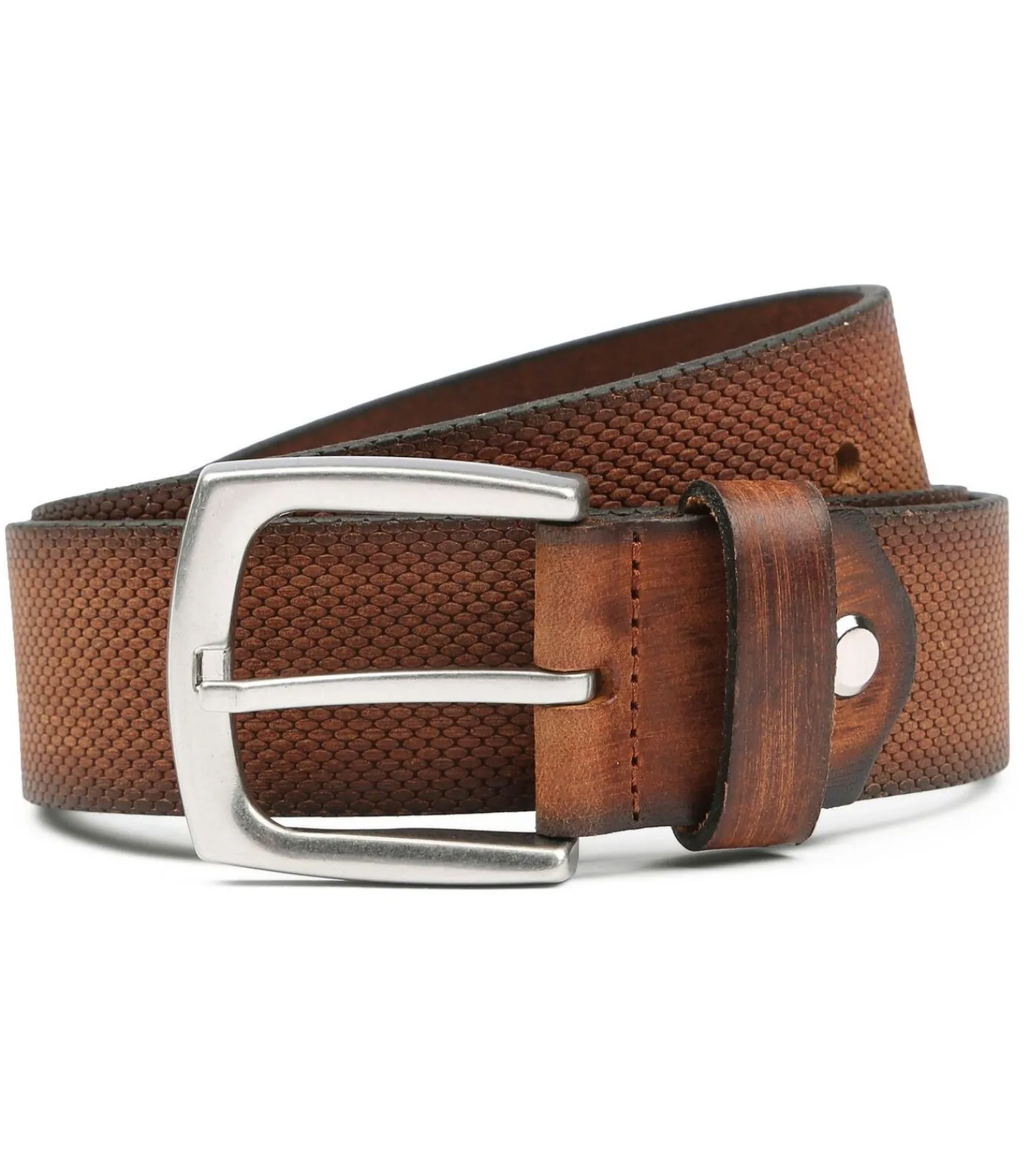 Heren Suitable Riem Leer Cognac Bruin