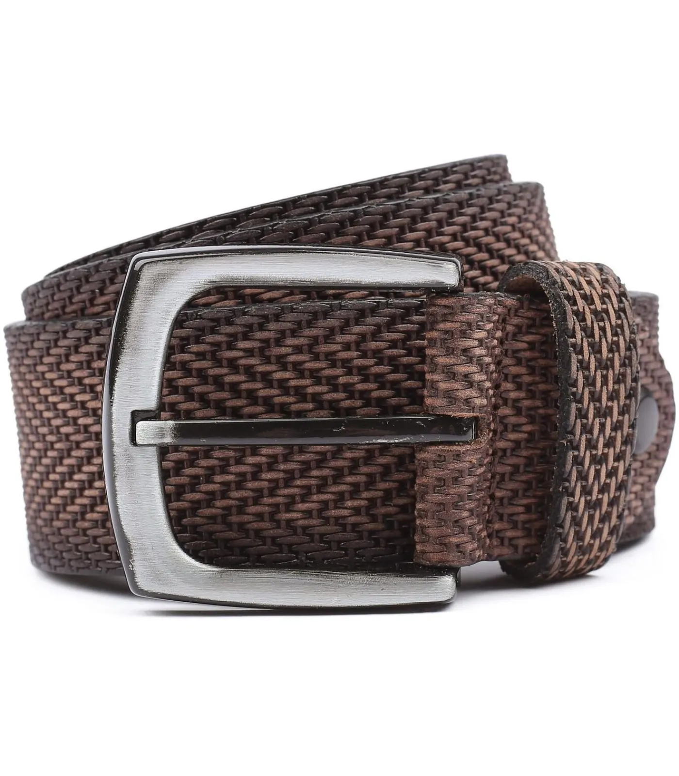 New Riem Structuur Leer Bruin Heren Riemen