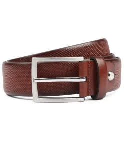 Riem Structuur Leer Cognac Heren Riemen