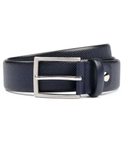 Riem Structuur Leer Navy Heren Riemen