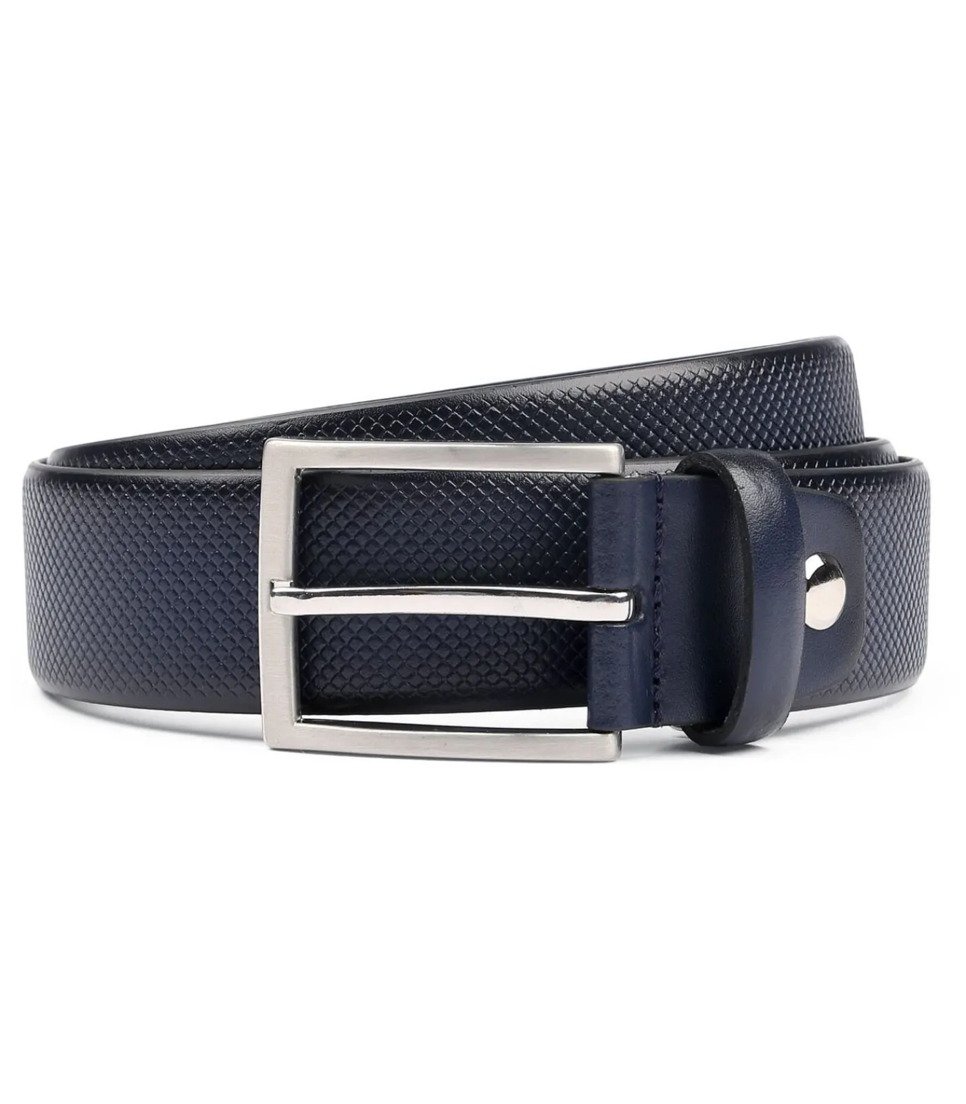 Riem Structuur Leer Navy Heren Riemen