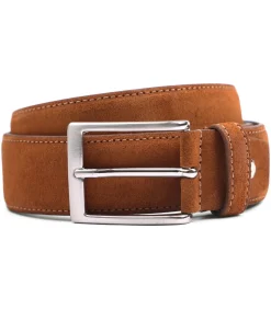 Heren Suitable Riem Suède Leer Cognac