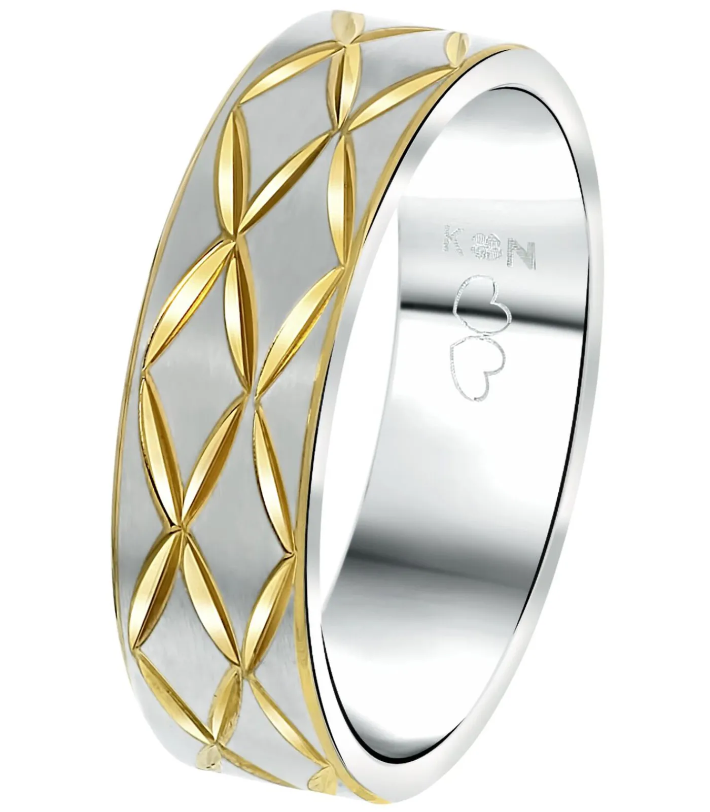 New Ring 'Capri' Staal - zilverkleurig-goudkleurig Heren Ringen