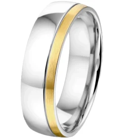 Sale Ring 'Maui' Staal - zilverkleurig-goudkleurig Heren Ringen