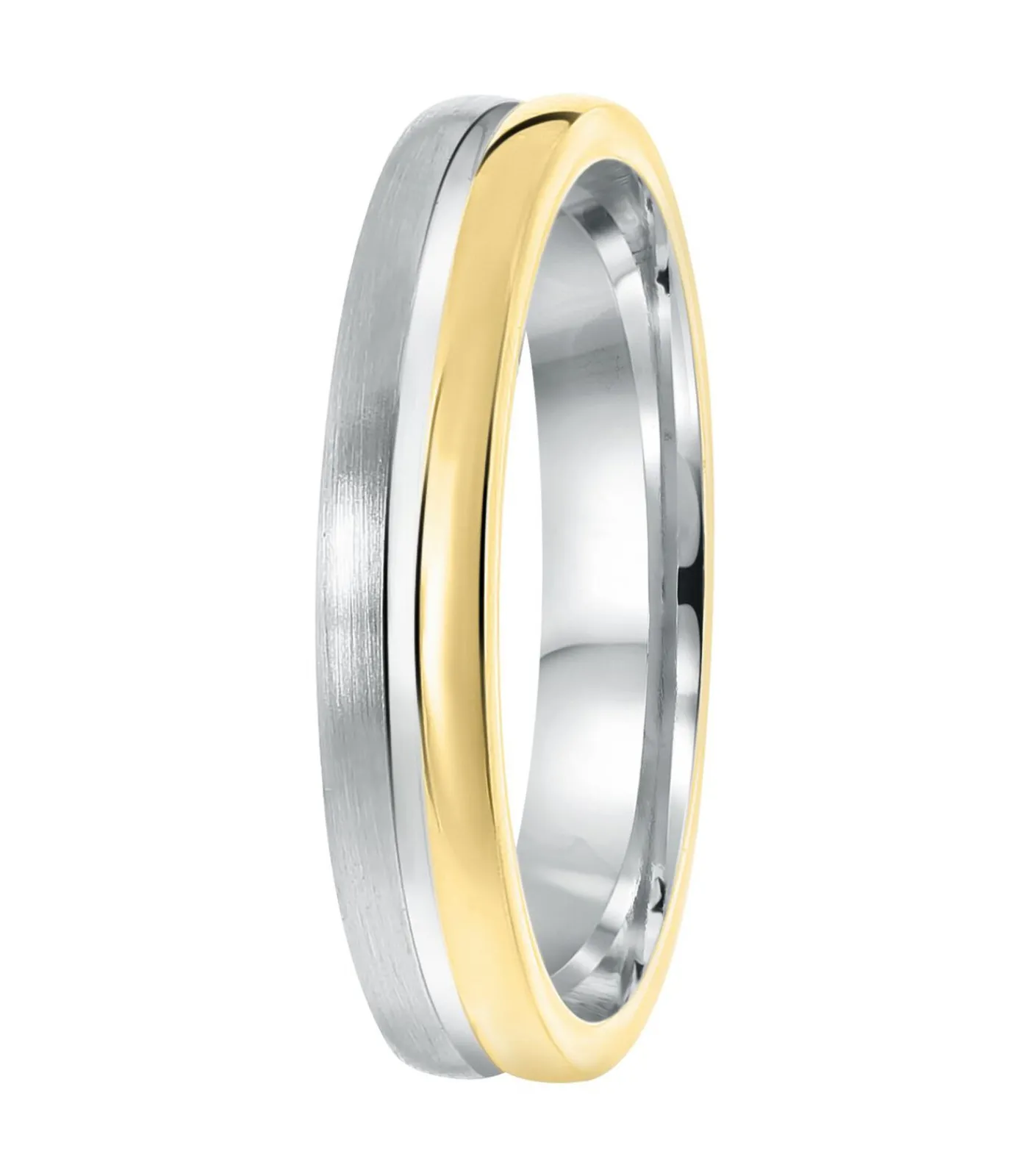 Heren Lucardi Ring 'Pamplona' Zilver - zilverkleurig-goudkleurig