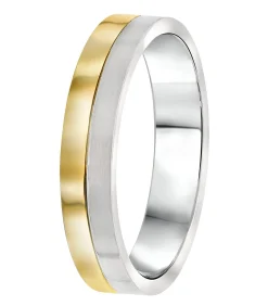 Heren Lucardi Ring 'Parijs' Staal - zilverkleurig-goudkleurig