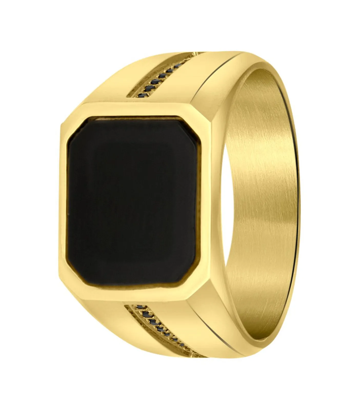 Heren Lucardi Ring Staal - goudkleurig