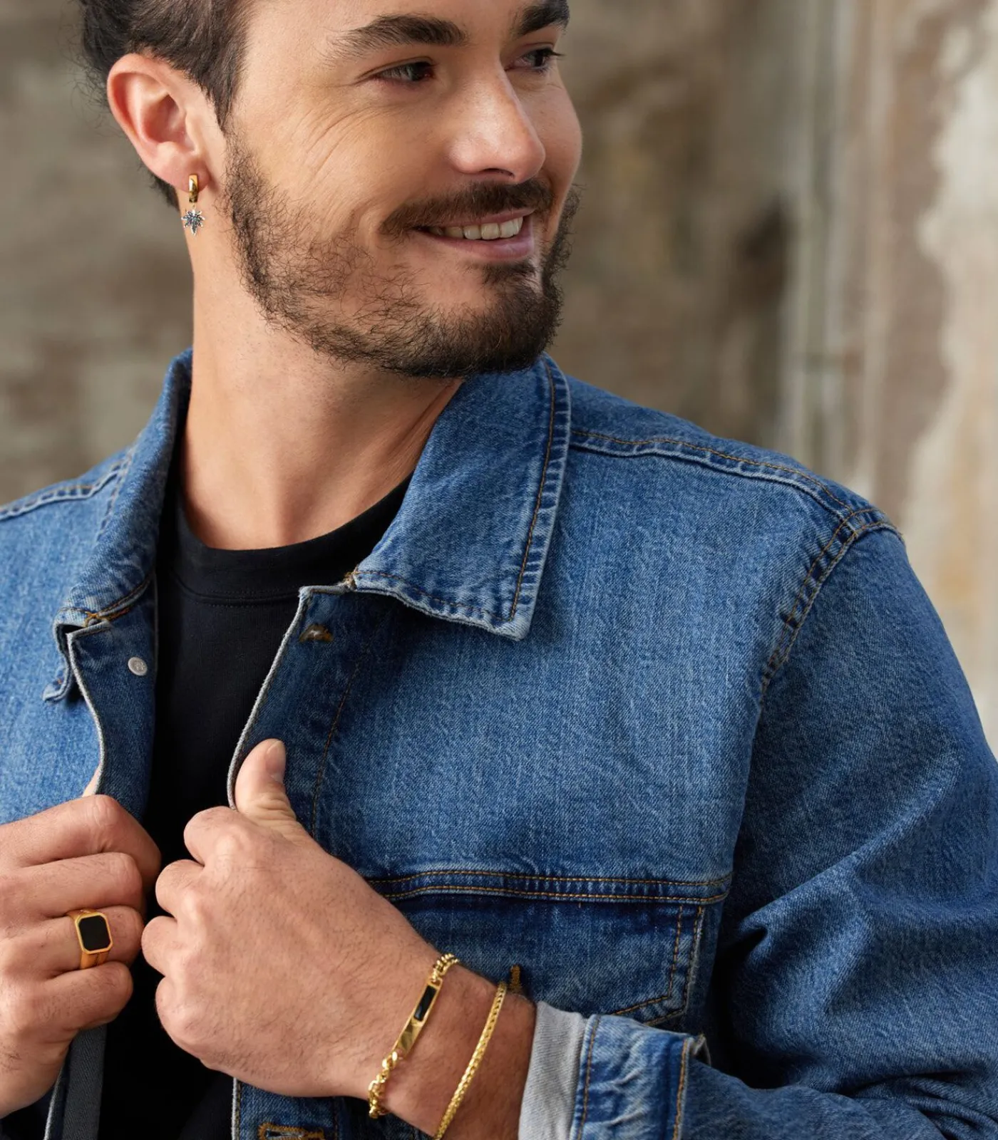 Heren Lucardi Ring Staal - goudkleurig