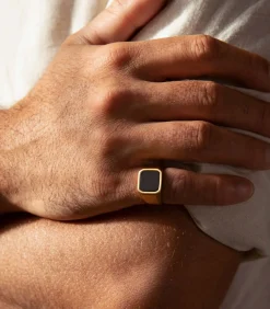 Heren Lucardi Ring Staal - goudkleurig