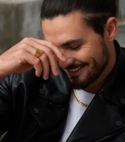 Heren Lucardi Ring Staal - goudkleurig