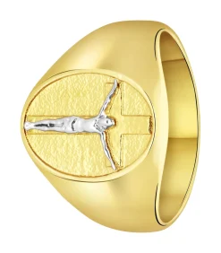 Heren Lucardi Ring Staal - goudkleurig