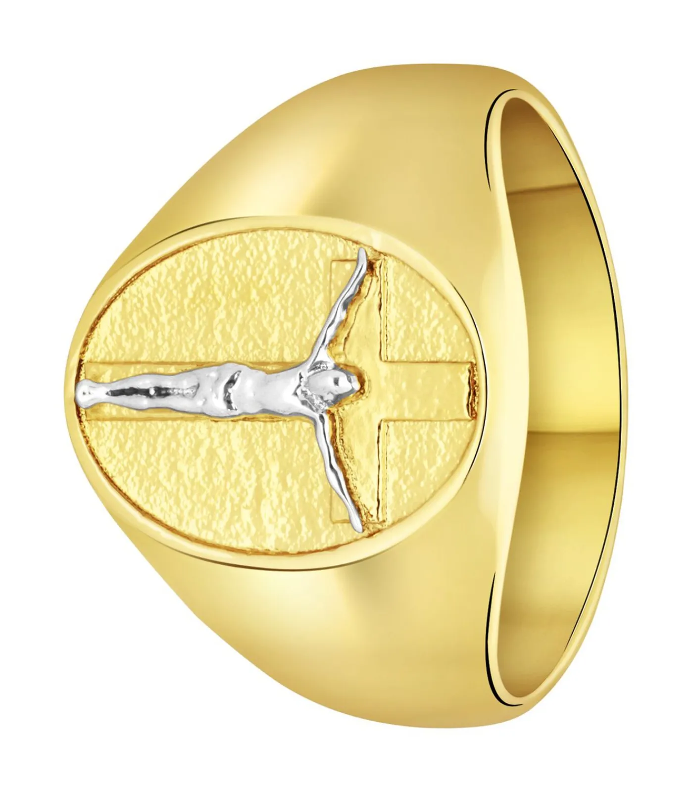 Heren Lucardi Ring Staal - goudkleurig