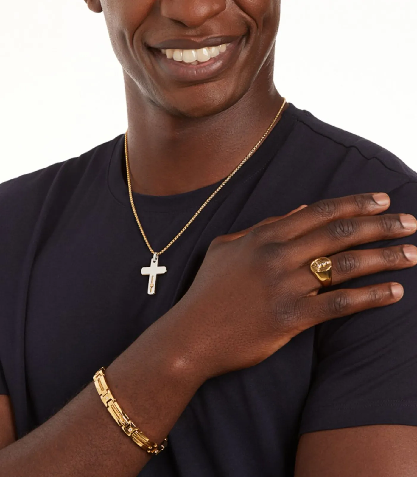 Heren Lucardi Ring Staal - goudkleurig