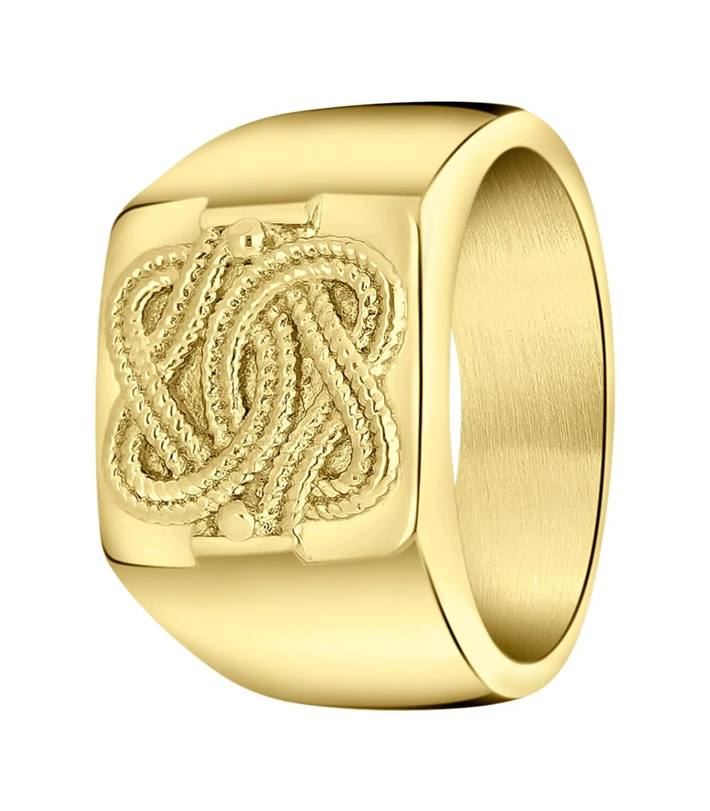 Heren Lucardi Ring Staal - goudkleurig