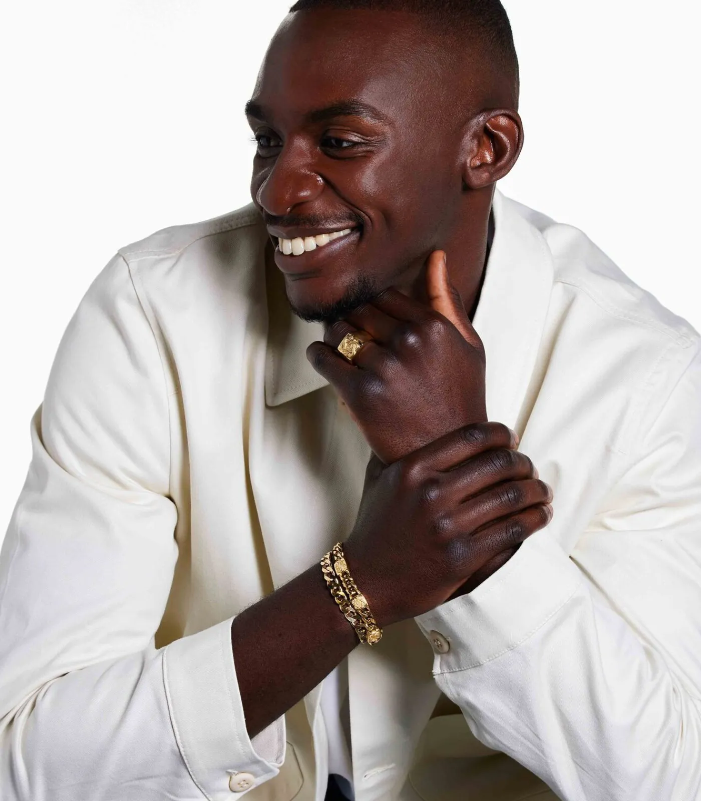 Heren Lucardi Ring Staal - goudkleurig