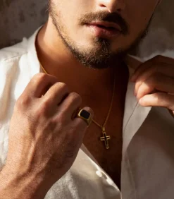 Heren Lucardi Ring Staal - goudkleurig