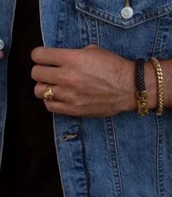 Heren Lucardi Ring Staal - goudkleurig