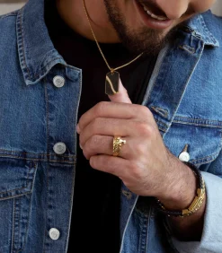 Heren Lucardi Ring Staal - goudkleurig