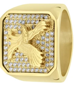 Heren Lucardi Ring Staal - goudkleurig