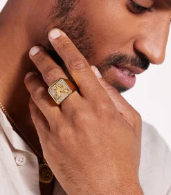 Heren Lucardi Ring Staal - goudkleurig