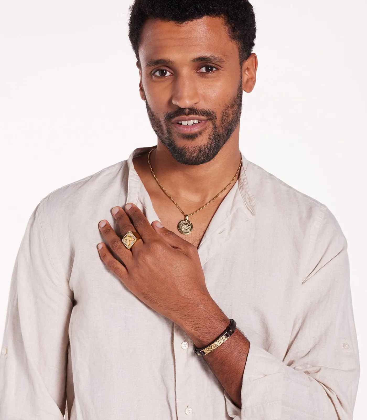 Heren Lucardi Ring Staal - goudkleurig