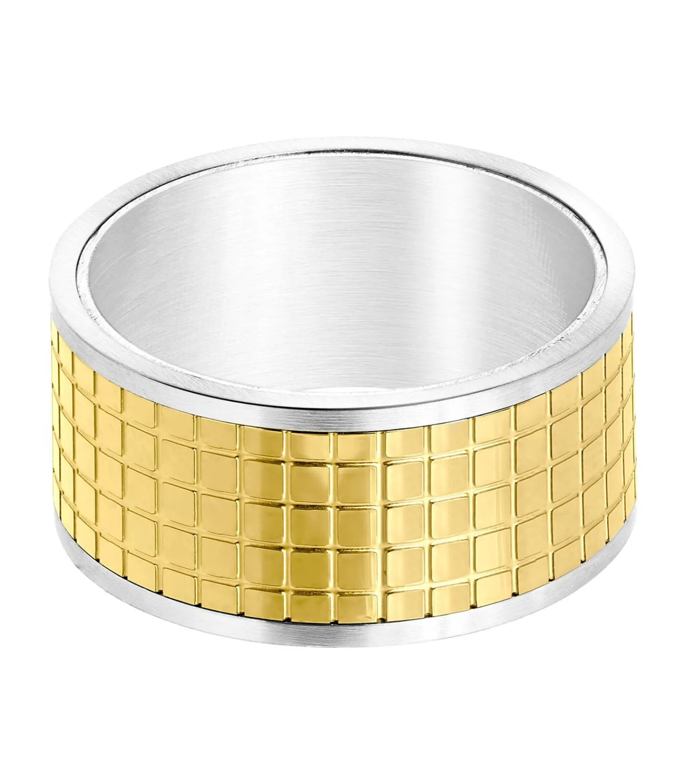 Heren Lucardi Ring Staal - goudkleurig-zilverkleurig