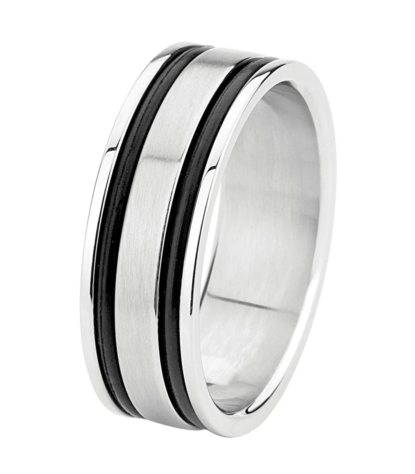 Heren Lucardi Ring Staal - zilverkleurig