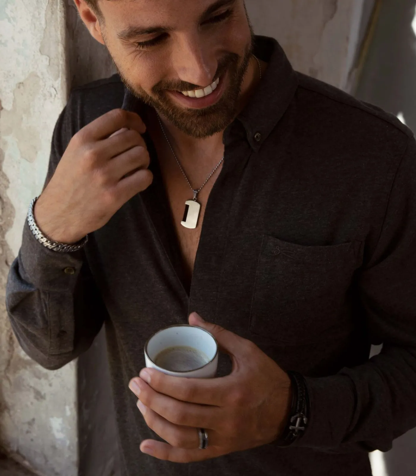 Heren Lucardi Ring Staal - zilverkleurig