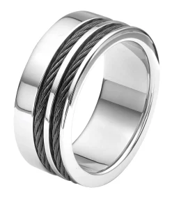 Heren Lucardi Ring Staal - zilverkleurig